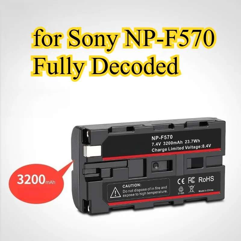 بطارية بديلة 3200 مللي أمبير في الساعة لهاتف Sony NP-F570 تم فك تشفيرها بالكامل لبطارية كاميرا BMPCC 4K BMPCC 6K Pro
