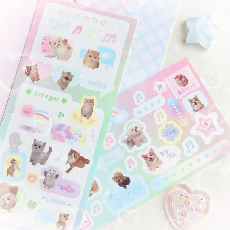 Cute Animal Glitter Stickers Kawaii Decals for DIY Scrapbooking Journaling Planner Diary Laptop Decor