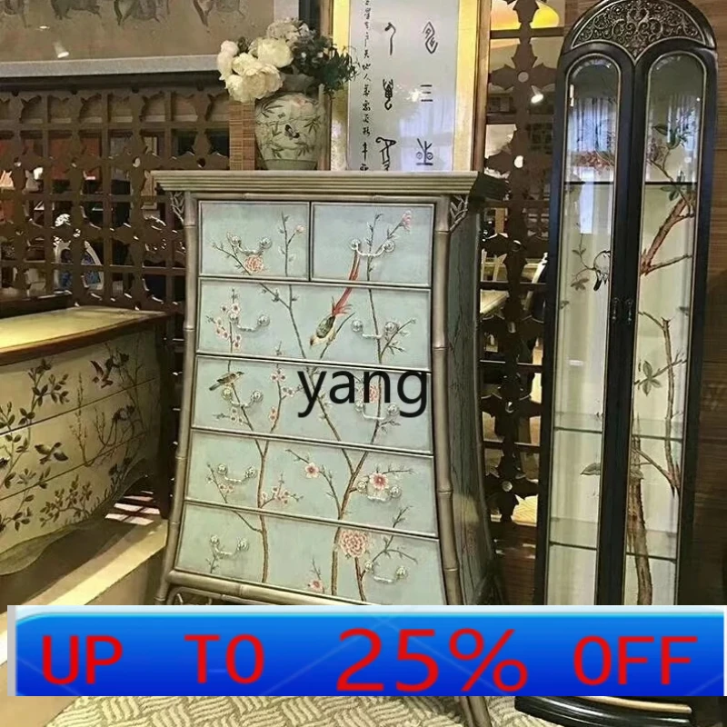 

Ltt small apartment arched home living room European retro painted wall decorative cabinet