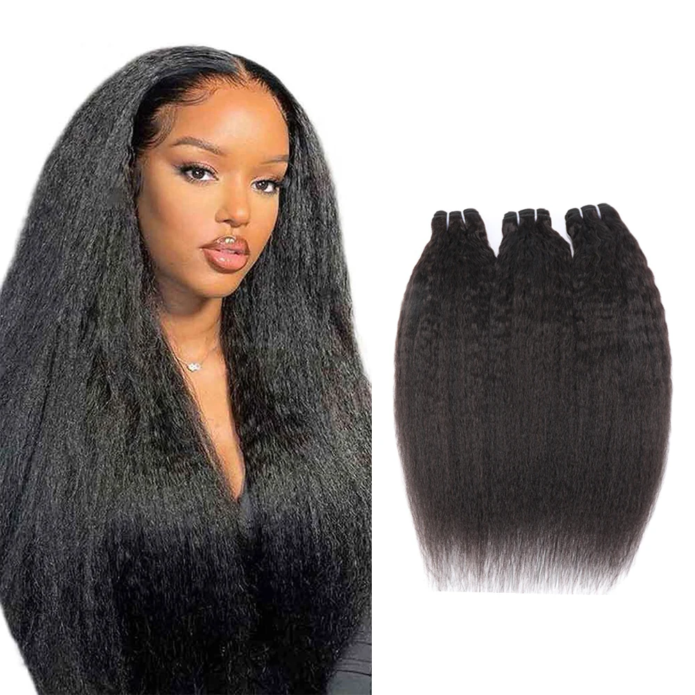 Toocci Hair Yaki Straight Human Hair Bundles 100% Human Hair Bundles Kinky Straight Human Hair 3 Bundles Human Hair Extension