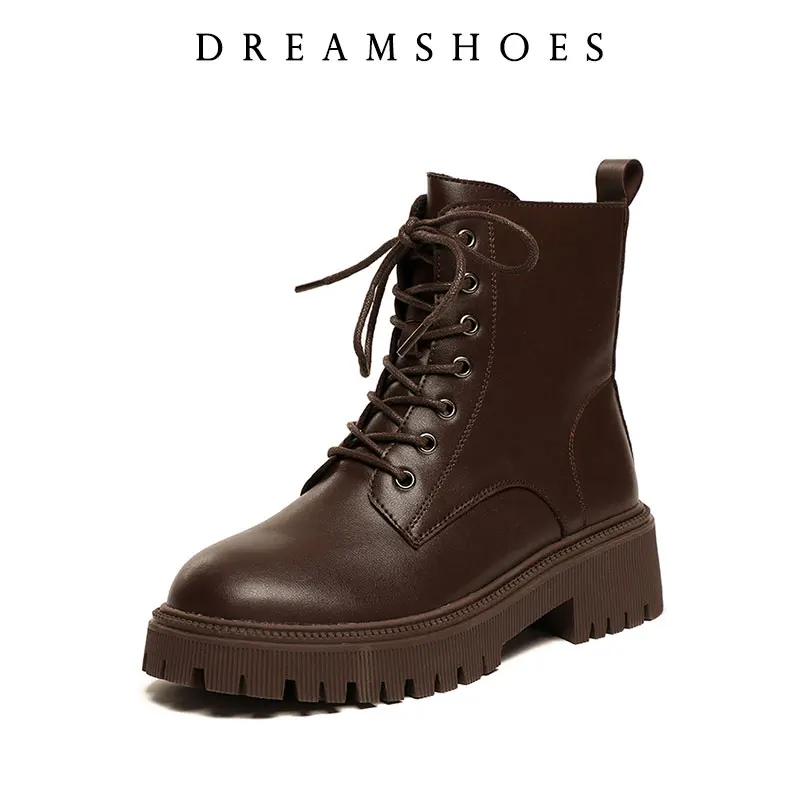 

Female Boots winter Comfy Low Heels Non-slip Women's Snow Boots Leather Warm Women Ankle Boots