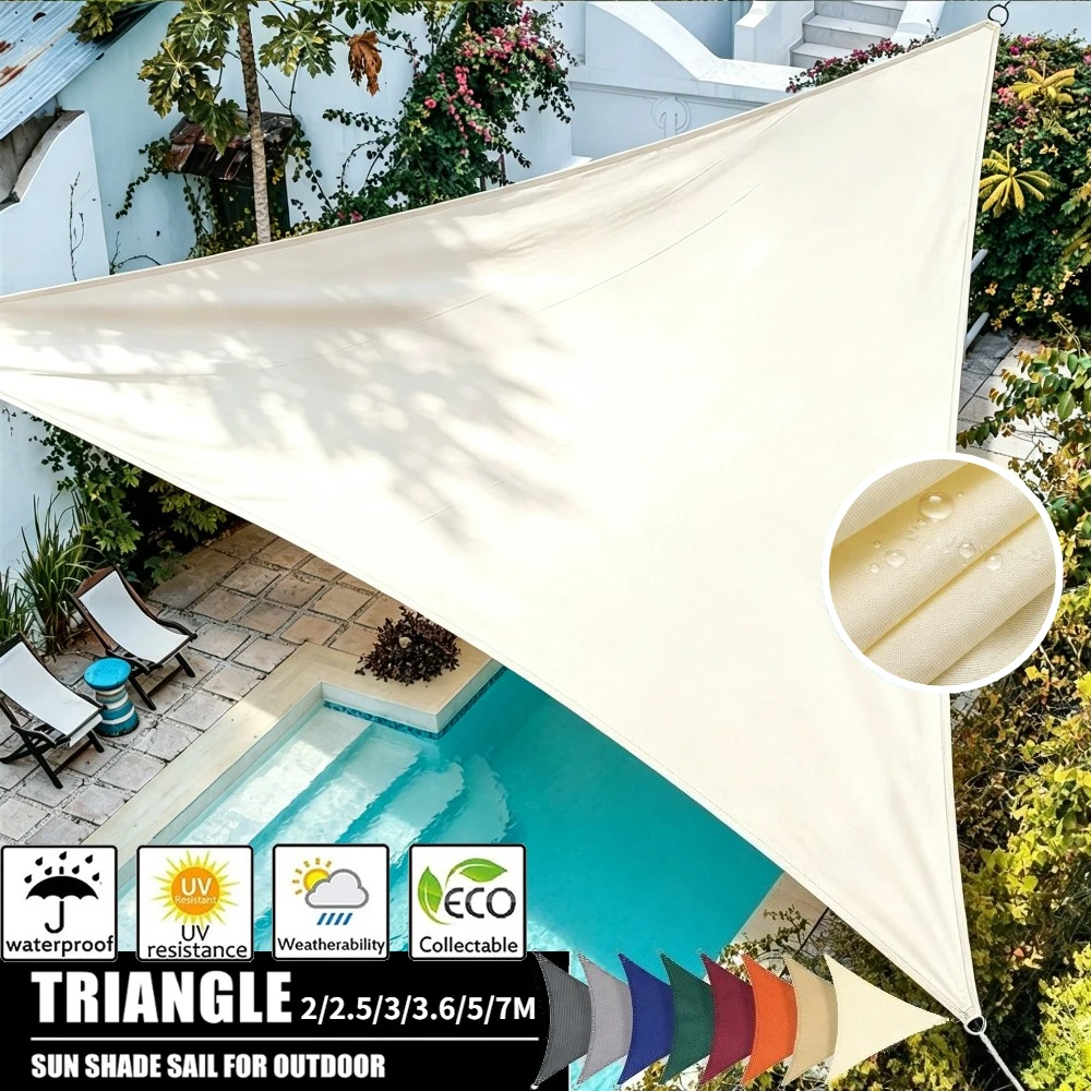 Triangle Sun Shade Sail Waterproof UV Block Shelter Canopy Sunshade Cloth for Patio Garden Backyard Pergola Pool Sun Protection