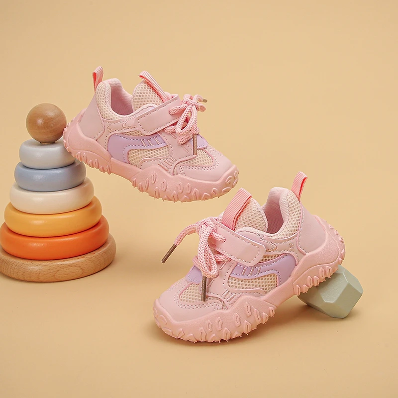 Toddler Breathable Mesh Walking Shoes, Anti-Collision Toe Hook and Loop Sneakers, Outdoor Casual Trainers  Kids Spring Autumn