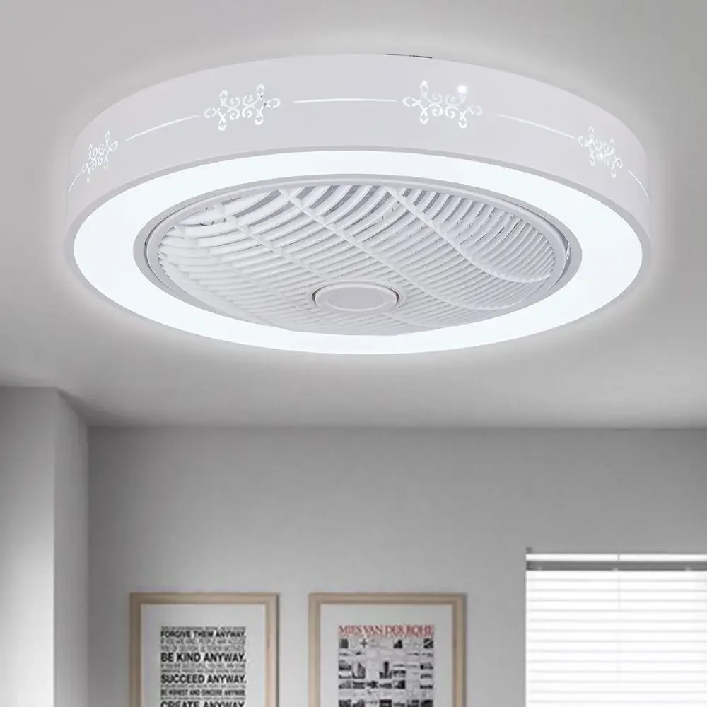 Imagem -06 - Modern Led Ventilador de Teto com Luz de Vedação Invisível Lâmpada Regulável Home Decor Montagem Flush Remote Chandelier Interior