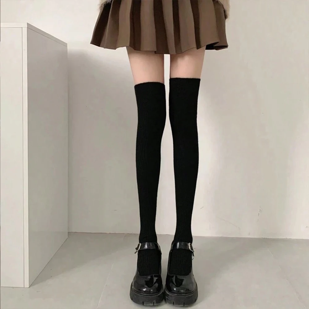 1/2/3Pairs Damen Kniehohe Strümpfe Mädchen Klassisch Gestreift JK Lolita Lange Enge Socken Baumwolle Solide Bequeme Strümpfe Herbst – Detail 2