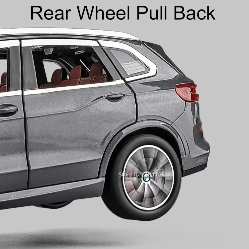 1:24 X5 7 لعبة مجسمة مصغرة دييكاست سيارة مصنوعة من خليط معدني 6 أبواب مفتوحة ضوء الصوت التراجع مجموعة المركبات من نماذج محاكاة