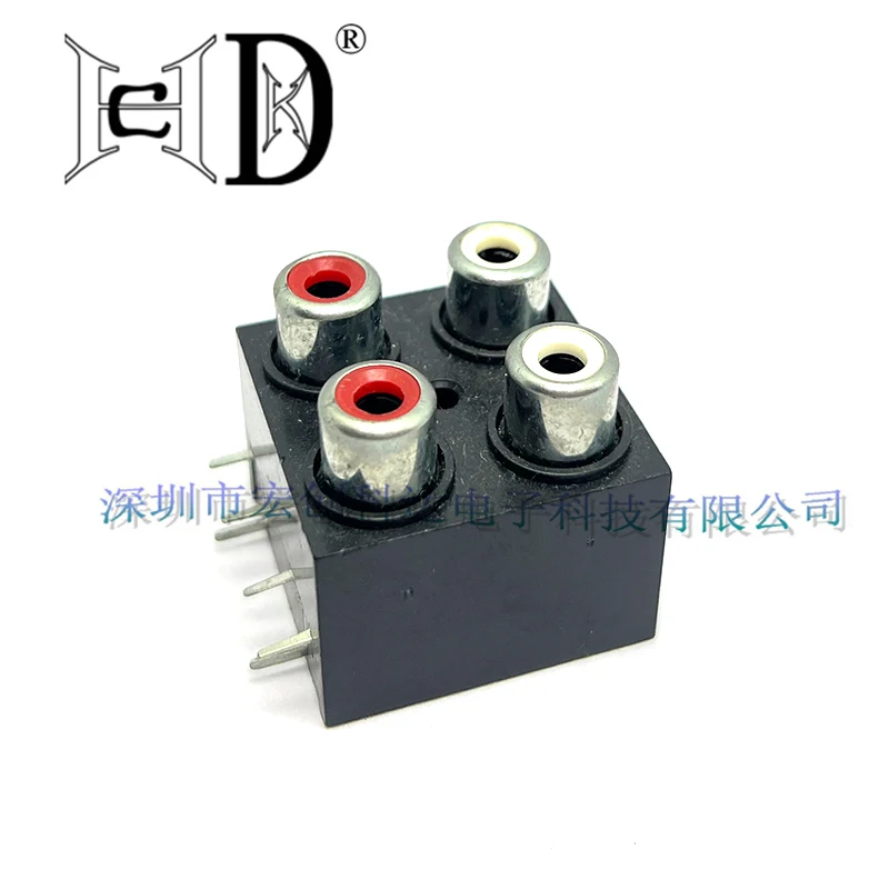 2pcs Avsame Core Socket Eight Legs RCA Seat Four-Hole PCB Welding Audio and Video Interface AV4-8.4-13A Sealed