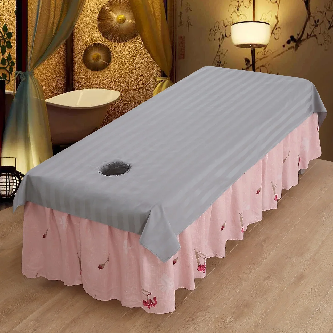 1Pc Solid Color Beauty Salon Bed Sheets SPA Massage Soft Touching Skin-friendly Bedding Table Cover with Hole