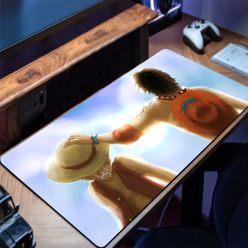 Mousepad PC Gaming Accessories One Piece Luffy Computer Cabinet Extended Mat Non-Slip HD Mouse Pad Anime Keyboard Pad Desk Mat
