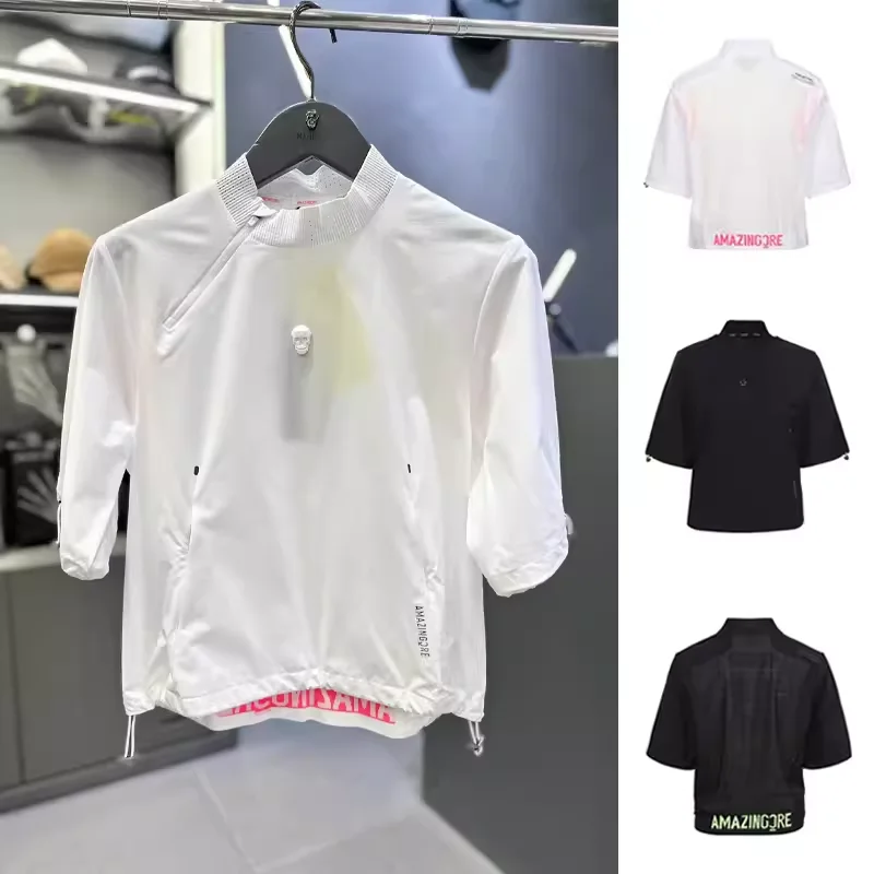 

2026 Summer New Women Golf Windbreaker Sunscreen Coat Drawstring Waist Seven Quarter Sleeve Pullover Outdoor Casual Jacket