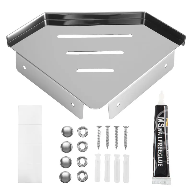 [NEWA76K!】 Corner Shelf Stainless Steel Shower Caddy Anti-Rust Corner Storage Shower Organizer Wall Mount For Kitchen Bathroom