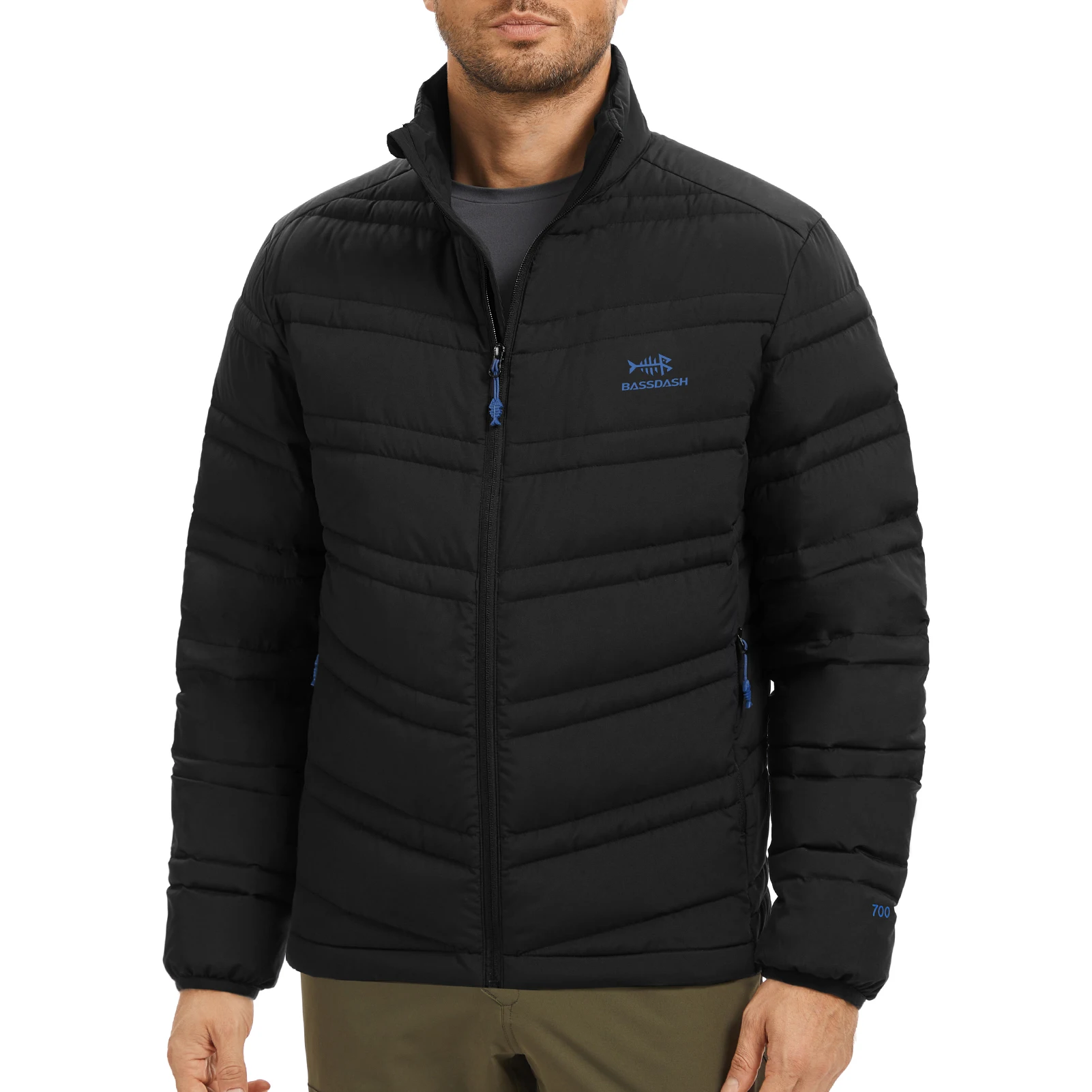 BASSDASH Men’s Puffy Down Jacket 700FP Packable Water Resistant Puffer Insulated Warm Coat for Hunting Fishing Hiking FS49M
