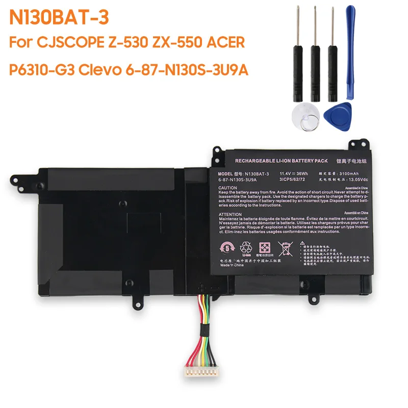Batería para CJSCOPE Z-530 ZX-550 ACER P6310-G3 PS538-G1 PS548-G1 T6310-G3 G4 para Clevo 6-87-N130S-3U9A N130BAT-3 N131BAT-3