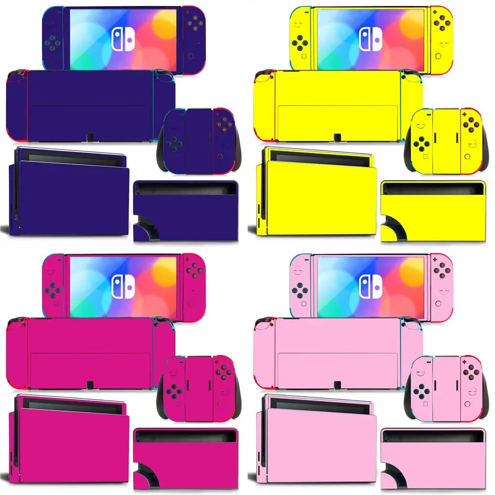 For Nintendo Switch OLED Solid Color Skin Sticker Decal for Console and Joy-Con