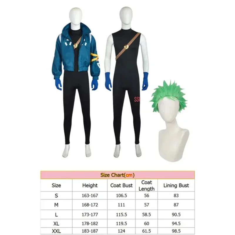 Egg Head Roronoa Cosplay Zoro Fantasy Gloves Wig Anime Cosplay Piece Costume Disguise Adult Men Roleplay Fantasia Outfits