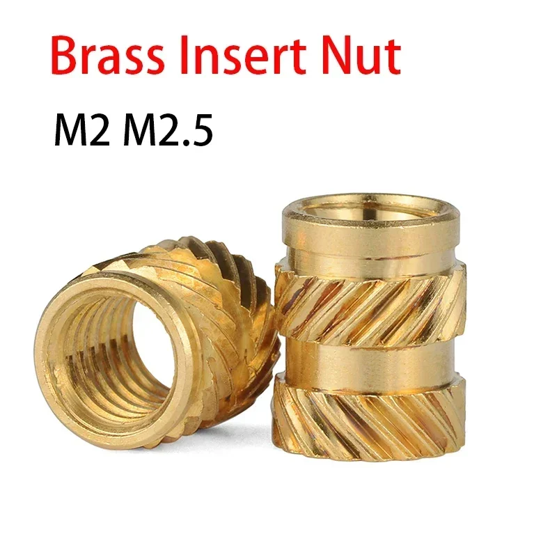 50Pcs M2 M2.5 Insert Brass Nut Hot Melt Knurled Thread Heat Embedment Copper Nuts Embed Pressed Fit for 3d printer Plastic Case