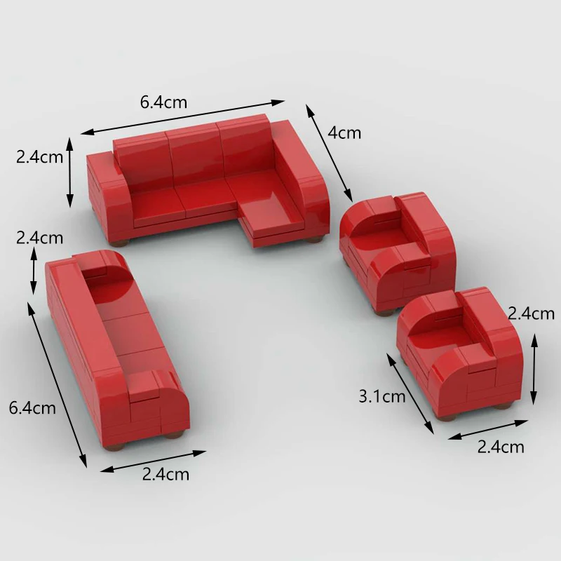 MOC-Bausteine, Möbel und Dekorationen für Wohnzimmer und Schlafzimmer – Bett, Bücherregal, Sofa, Computertisch, kleine Pflanzgefäße, Spielzeugmodelle. – Detail 37