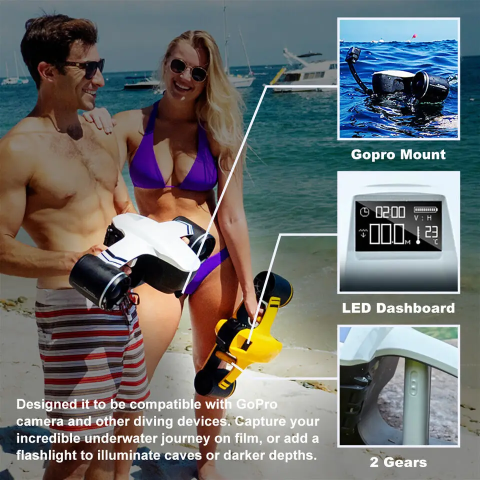 800W 100ft Depth 45min Underwater Robot Sea Scooter Swimming Underwater Scooter Modular Pool Fast Speed ROBOSEA SeaFlyer