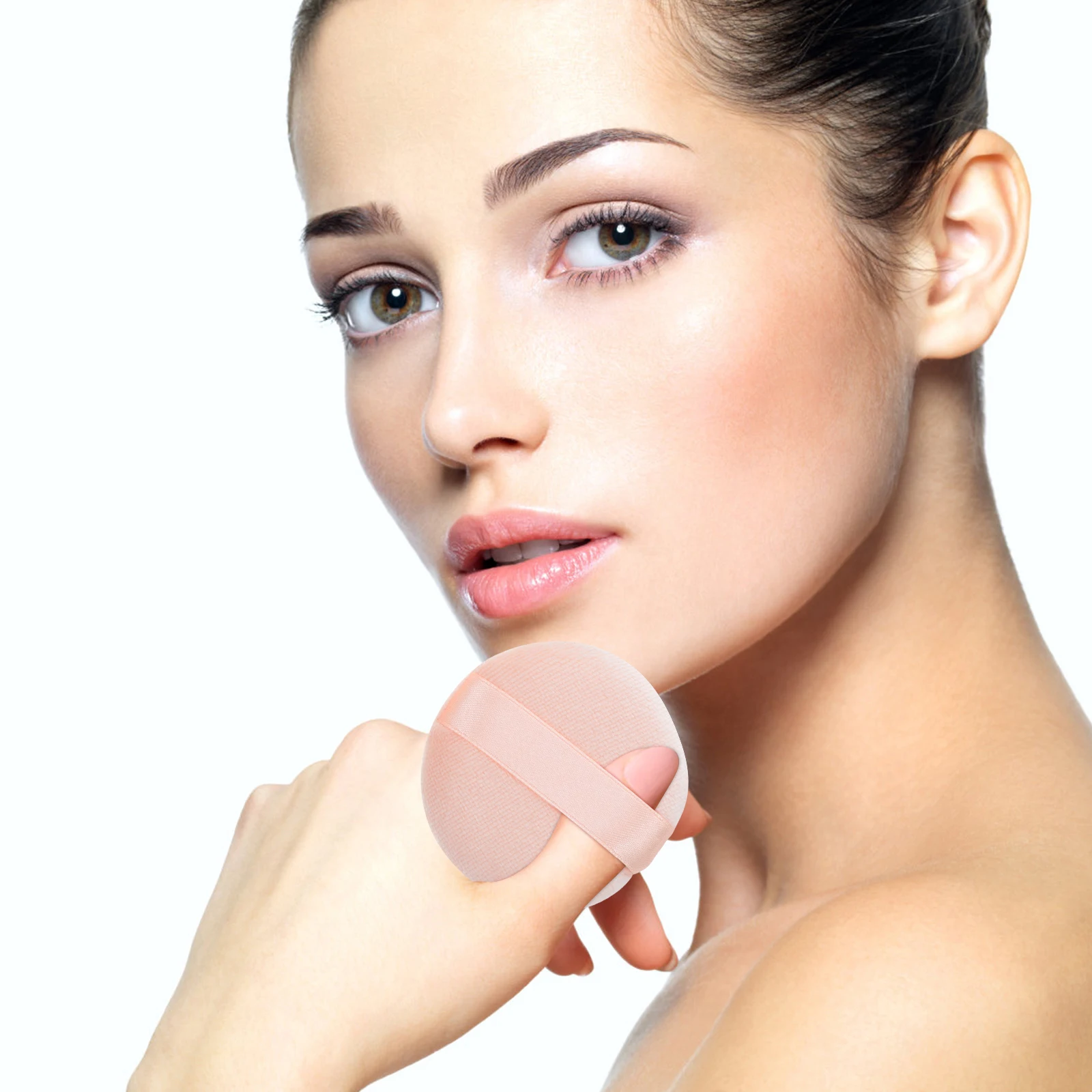 Esponja de polvo para polvo suelto, esponja redonda, herramienta de maquillaje, aplicador de base facial, accesorio de belleza suave no irritante, 4 Uds.