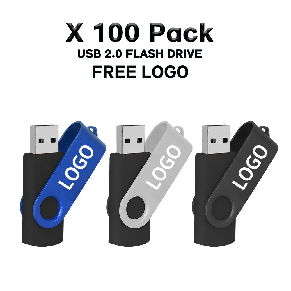 Unidad flash usb 2,0, 8GB, 16GB, 32GB, 64GB, 100 GB, logotipo gratis, 128 unidades por lote