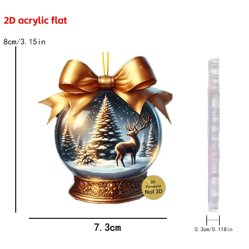 شقة عيد الميلاد قلادة الصورة القائمة على الاكريليك زخرفة عيد الميلاد كريستال الكرة شقة البوهيمي قلادة لشجرة عيد الميلاد المنزل سيارة #1