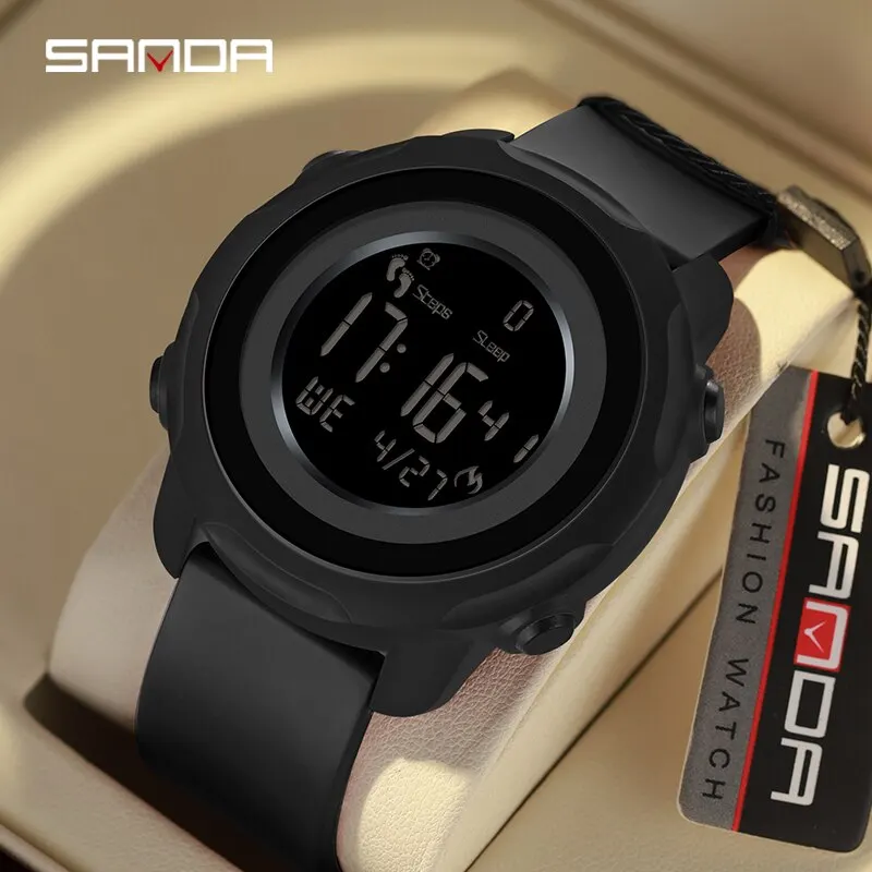 SANDA 2023 New Men Watches Sports Pedometer Calories 50M Waterproof LED Digital Watch Military Wristwatch Relogio Masculino