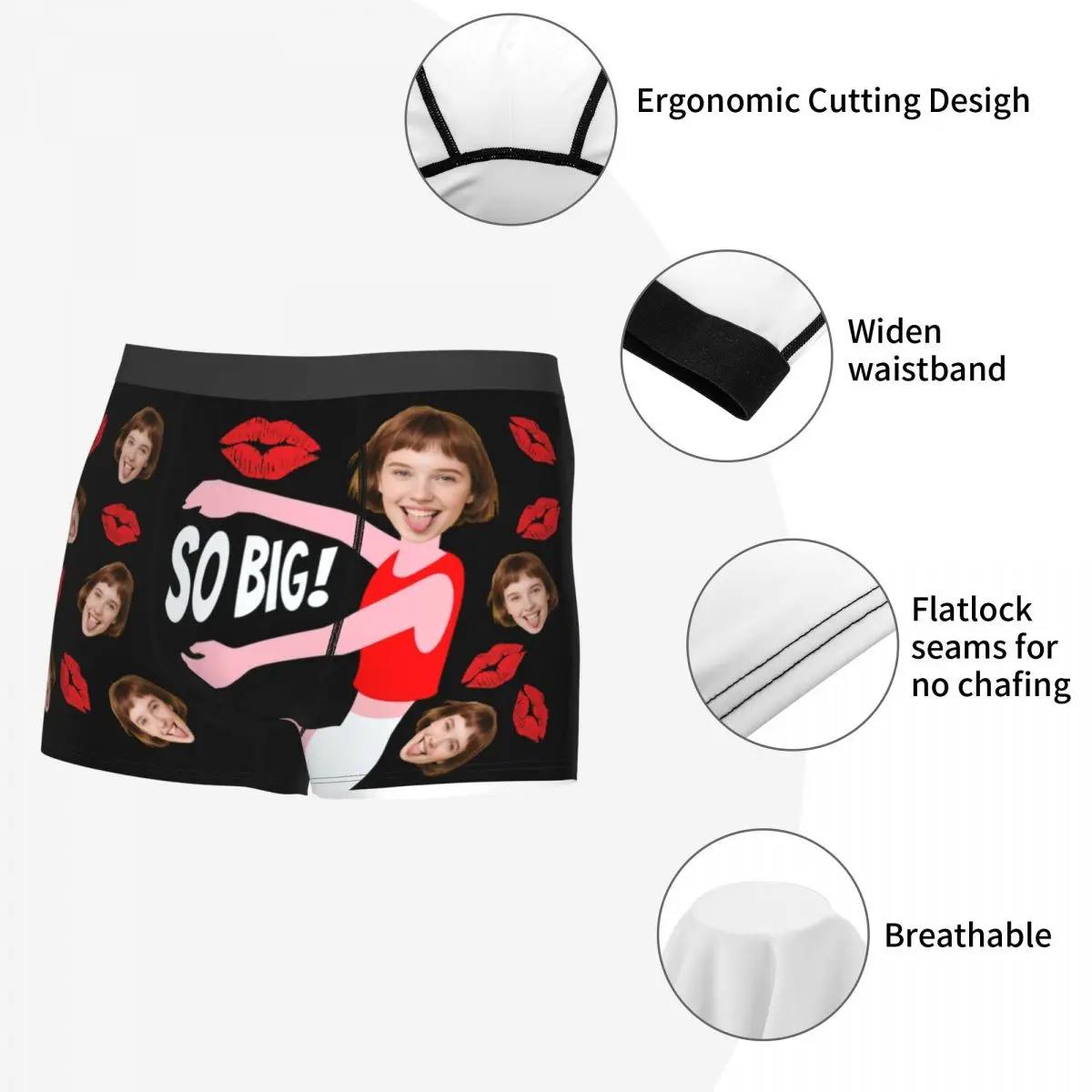 Valentine's Day Personalized Face Photo Custom Underwear Boxer Briefs Soft Shorts Panties Underpants For Husband Boyfriend Gift image 5