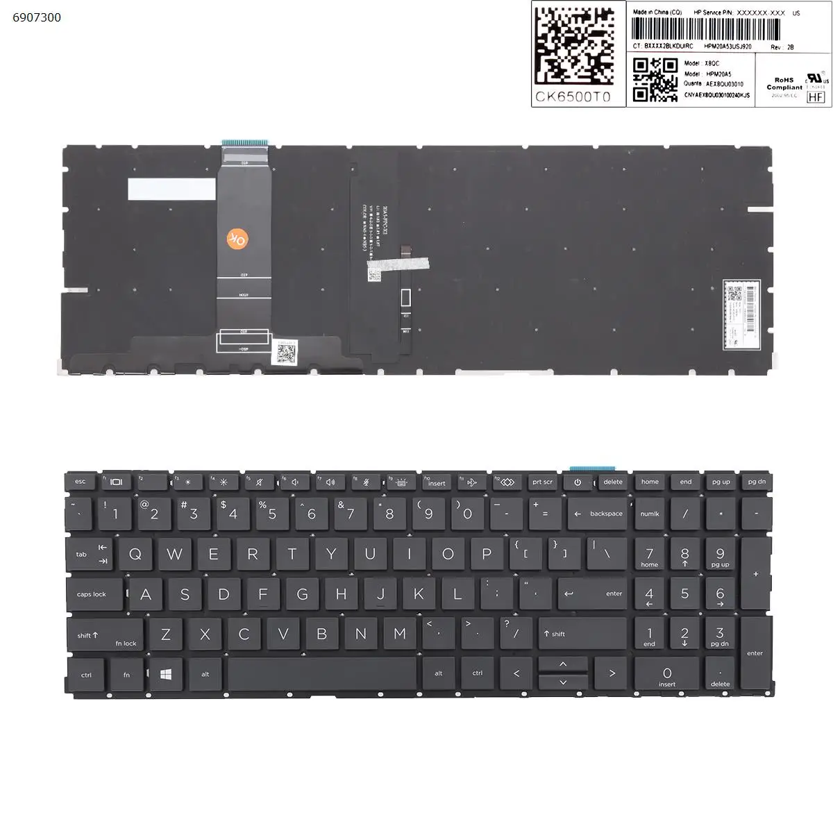 

US Laptop Keyboard for HP ProBook 450 G8 455 G8 Series Black with Backlit