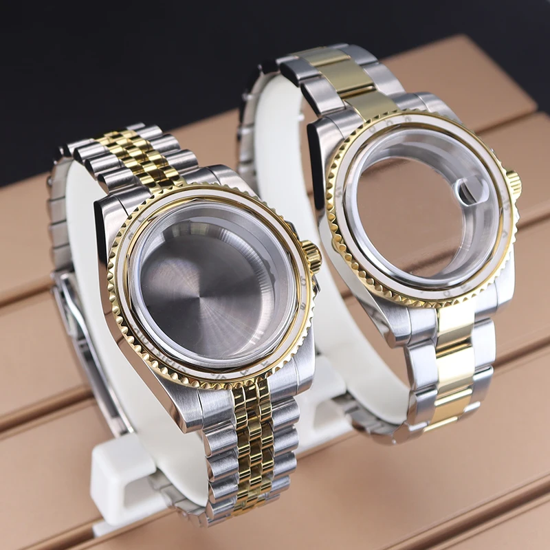 Серебристый, золотой корпус 40 мм, ремешок из нержавеющей стали 20 мм для Seiko Nh34 Nh35 Nh36 Nh38 Miyota 8215 ETA2824 28,5 мм циферблат Sea-Dweller