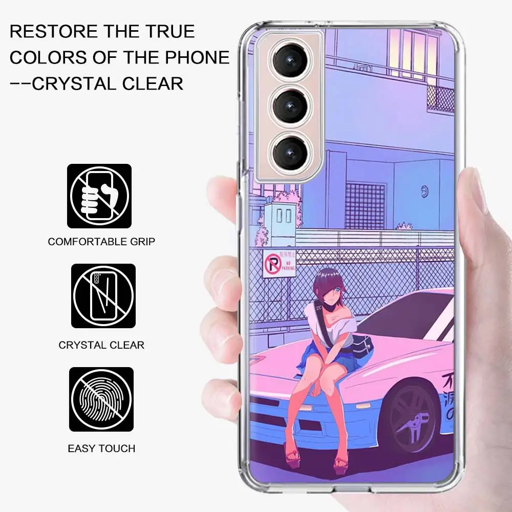 Vaporwave Girl Car Anime Soft Silicone Phone Case For Samsung Galaxy S24 S23 S22 Ultra S21 S20 FE S10 Plus S10E S9 S8 + Cover