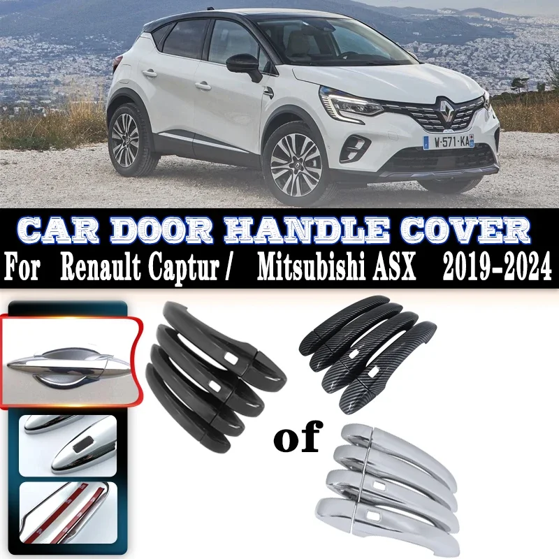 

For Renault Captur Accessories 2023 Mitsubishi ASX 2019~2024 Car Door Handle Cover Exterior Scratch Protective Decor Accessories