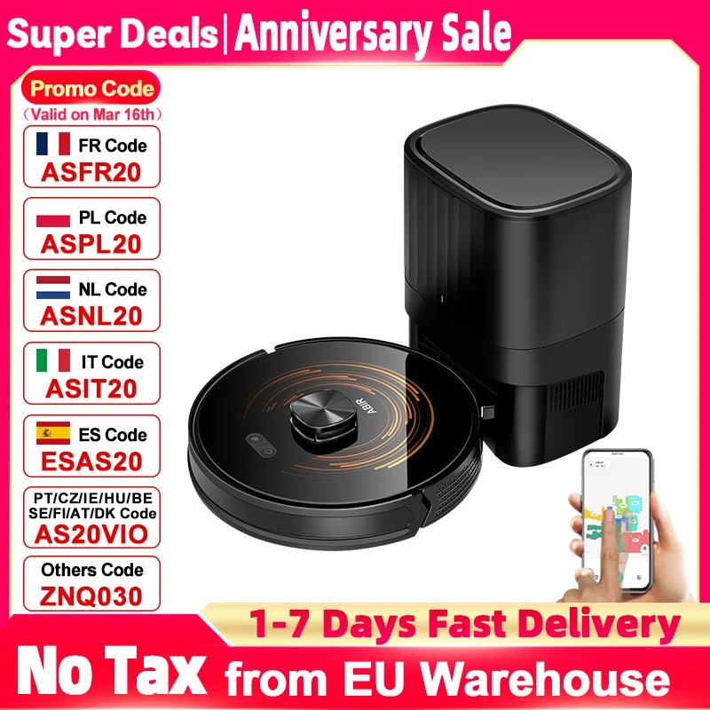 Robot Vacuum Cleaner K30 with Self Emptying ,Dual Laser,UV Lamp,Multi-floor Map,50000PA Suction for Station, 240mins Runing Time