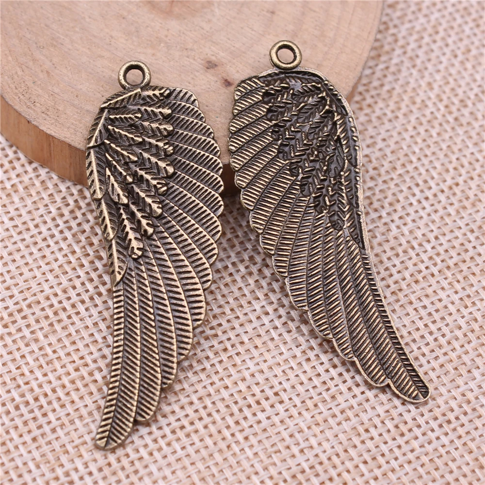 WYSIWYG 4pcs 55x19mm Angel Wings Charm Pendants 2 Colors Wing Pendants Charm For Necklace Making Earring Making