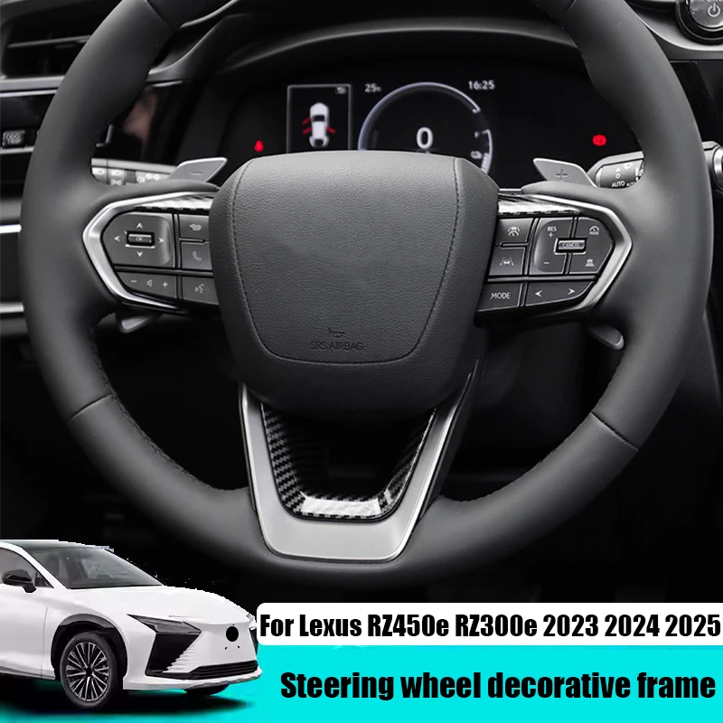 

For Lexus RZ450e RZ300e 2023 2024 2025 Steering wheel V-shaped decorative frame carbon fiber pattern interior modification part