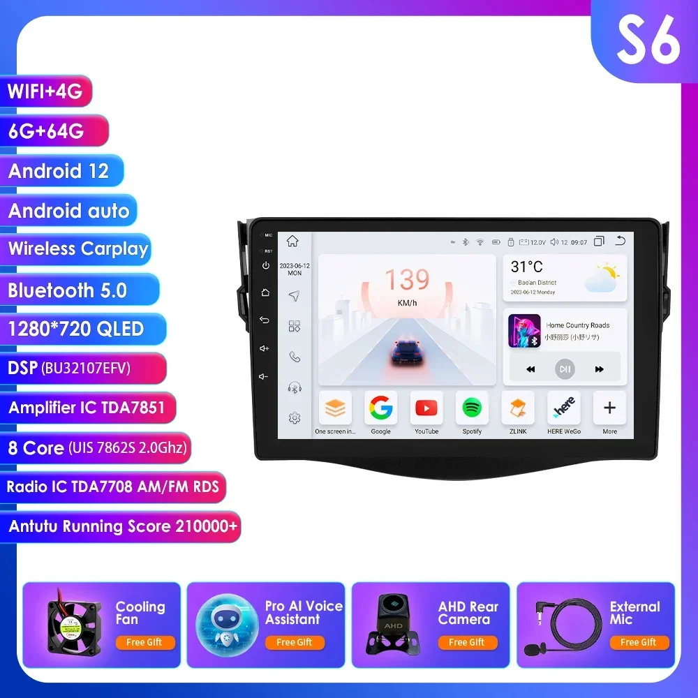 9 "7862 Android Auto Autoradio GPS Stereo voor Toyota RAV4 Rav 4 2006-2012 multimedia speler 4G 8Core Autoradio Carplay HeadUnit