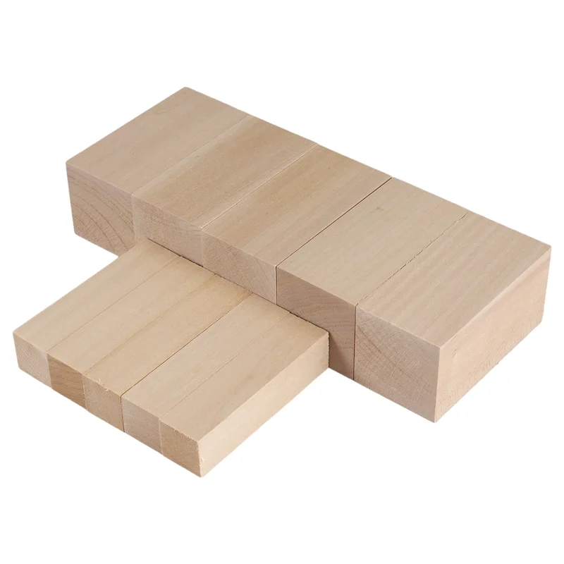 F-T Paquete de 10 bloques para tallar tilo, kit de bloques para tallar en blanco para principiantes, bloques para tallar de madera sin terminar (5L + 5S)