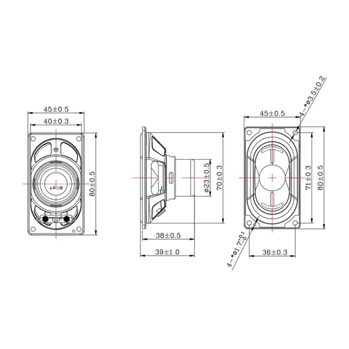 A003 4Ω 10W Speaker 45x80mm Racetrack-Shaped Full-Range Multimedia Speaker HiFi Loudspeaker Home Theater