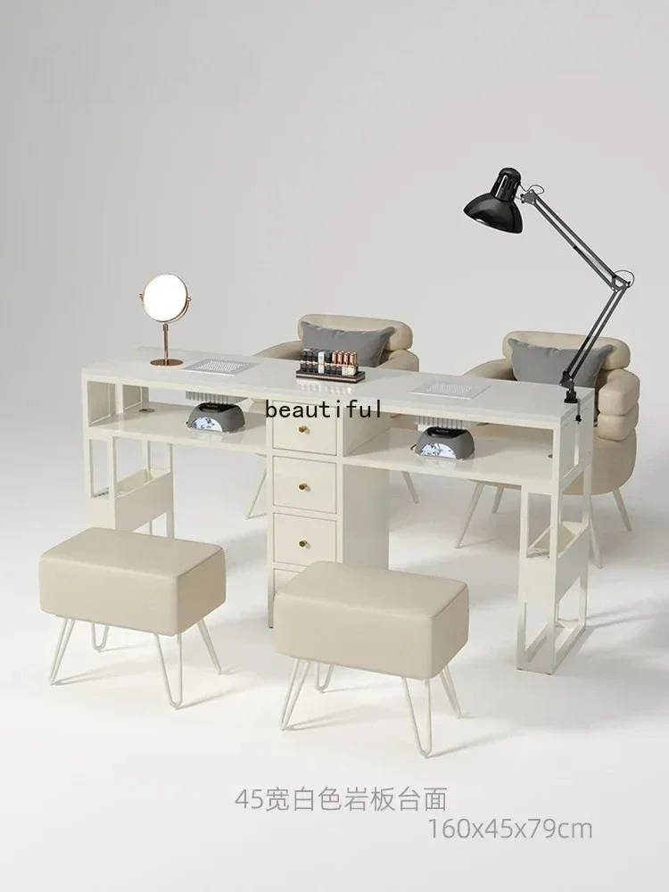 Y Manicure Stone Plate Large Console Vacuum Cleaner Manicure Table Black Nail  Table and Chair Suit