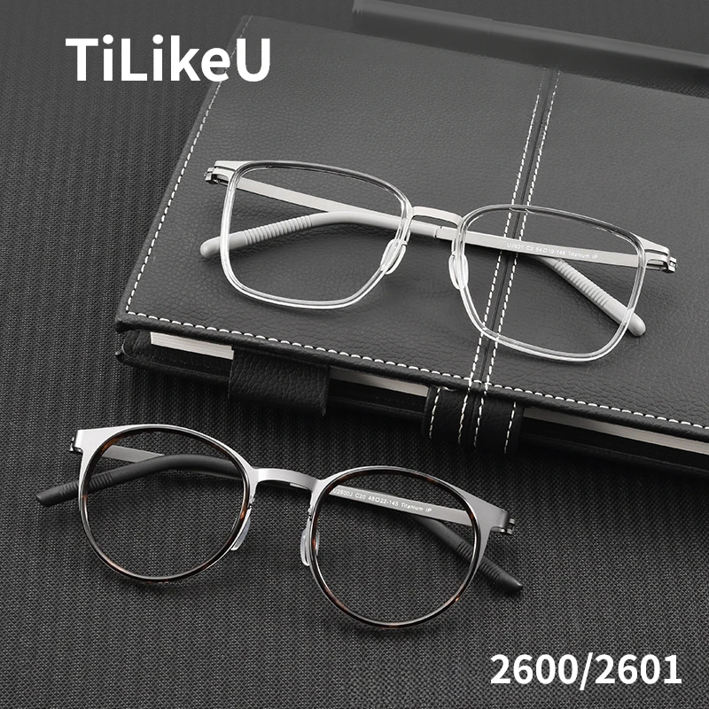 

Denmark Brand Ultra-light Titanium Glasses Frames 2600 2601 Retro Round Screwless Eyewear Men Prescription Eyeglasses Spectacle