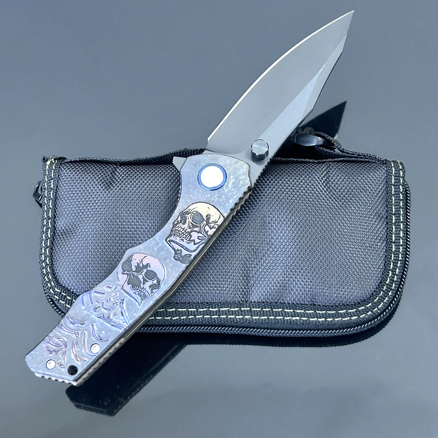 VG10 DLC‑Coated Folding Knife TC4 Carved Titanium Handle Ceramic Bearing EDC Pocket Knife for Camping Hiking Outdoor Cutting