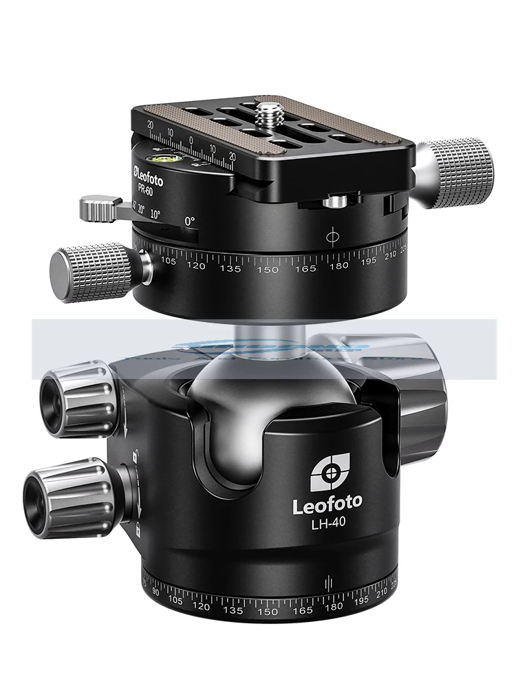 LH-40PR Low Center of Gravity Double Panoramic Ball Head with 5 Gear Panoramic Dividing Disc Clamp Pedestal