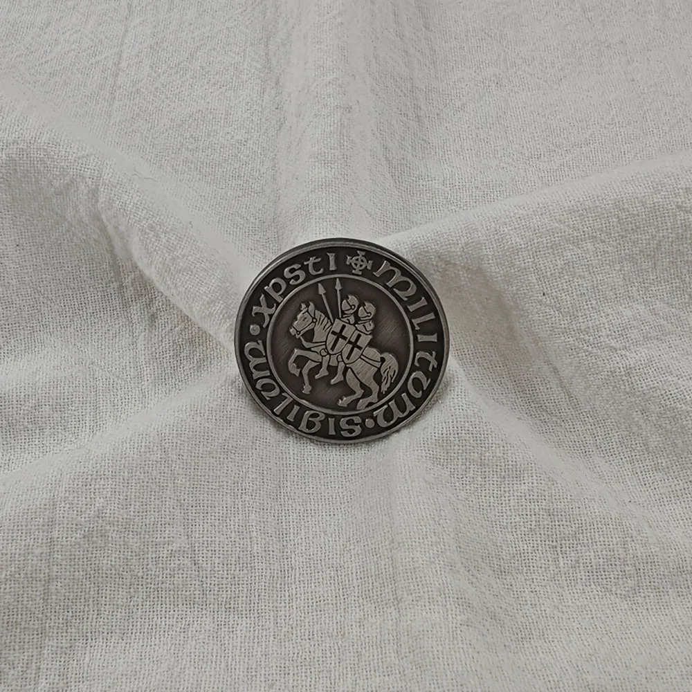 Tempelritter Emaille-Pins Sigillum Militum Xpisti Broschen Mittelalterliche Runde Metall-Abzeichen Kleidung Rucksack Anstecknadel Geschenk – Detail 10