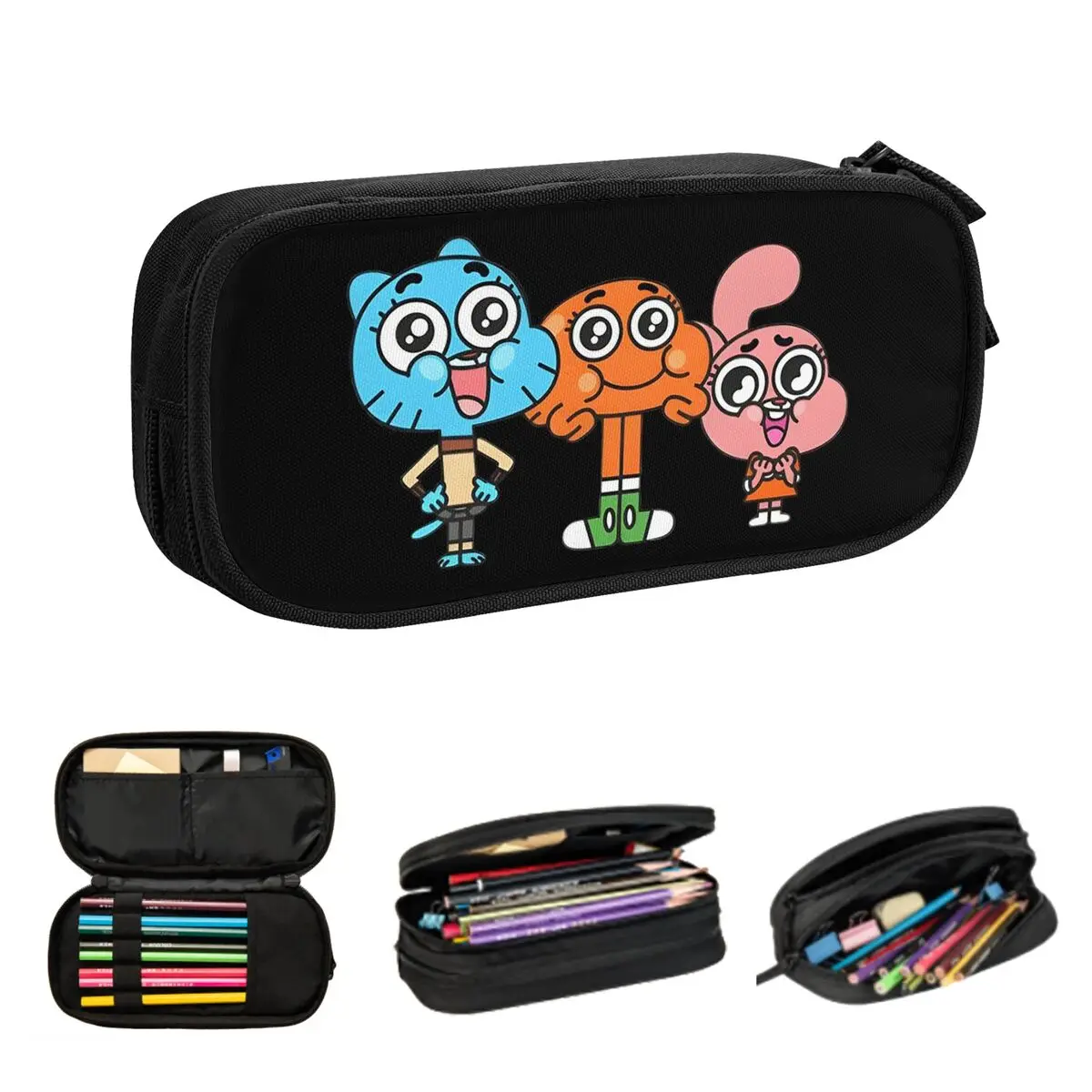 Estuche para lápices de Gumball y Darwin, el increíble mundo de Gumball, regalos para estudiantes, caja para bolígrafos, bolsa para lápices, estuche para lápices de gran capacidad