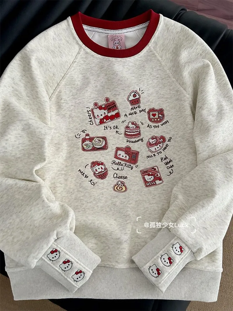 

Kawaii Hello Kitty Sanrio Student Cute Cartoon Long Sleeve Hoodie Comfortable Warm Sportswear Children Blouse Gift for Kids