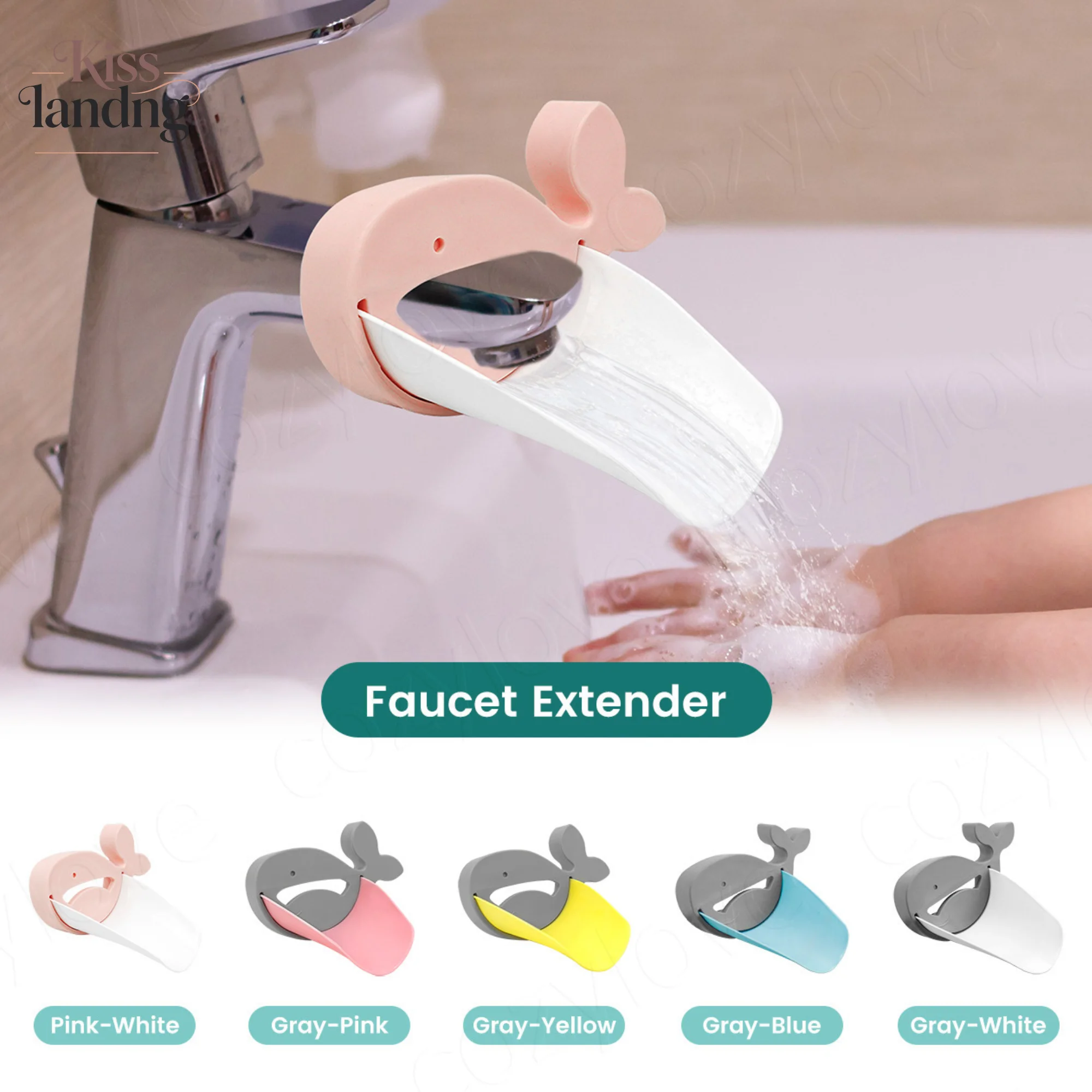 Niedlicher Wal-Wasserhahn-Aufsatz für Kinder |   Spritzwassergeschützter Wasserhahn-Verlängerer für Bad & Küche, 5 Farboptionen