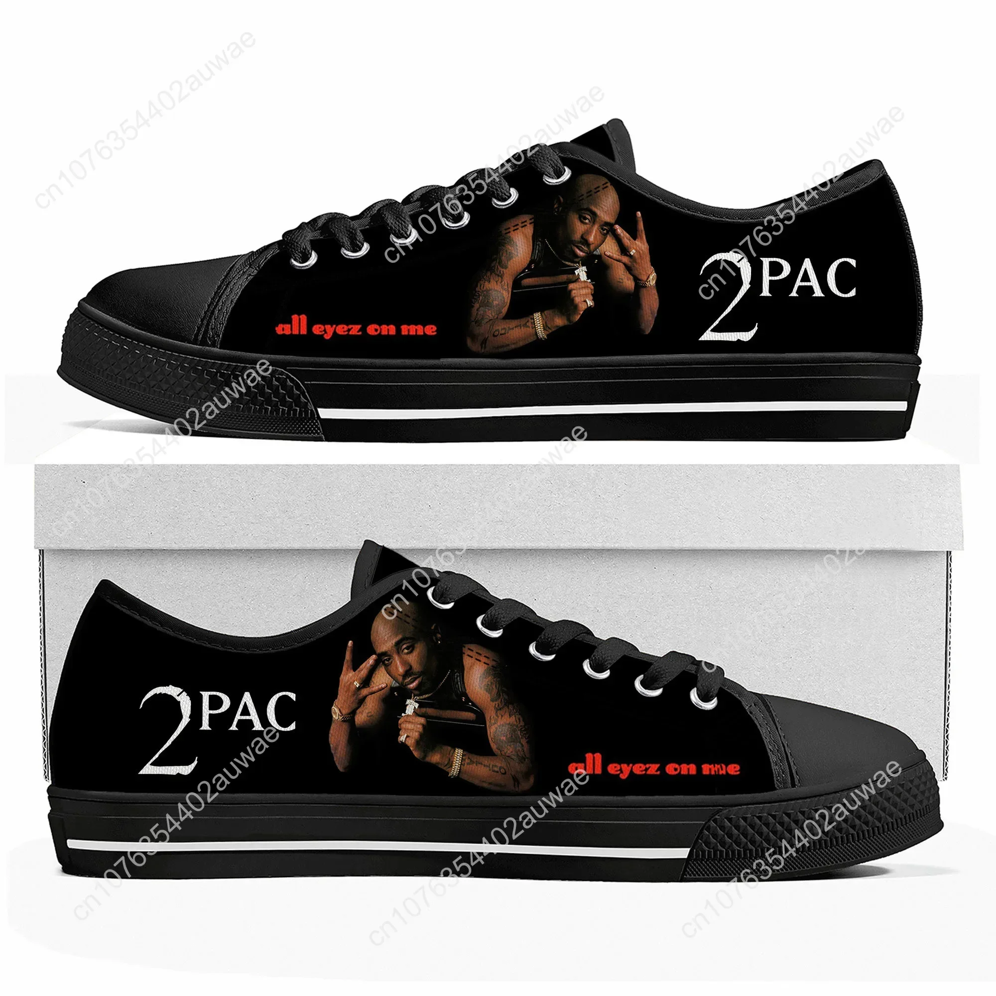 Tupac Rapper 2Pac Shoes High Quality Low Top Sneakers Mens Women Design personality Canvas Sneaker Custom Casual Couple Shoes