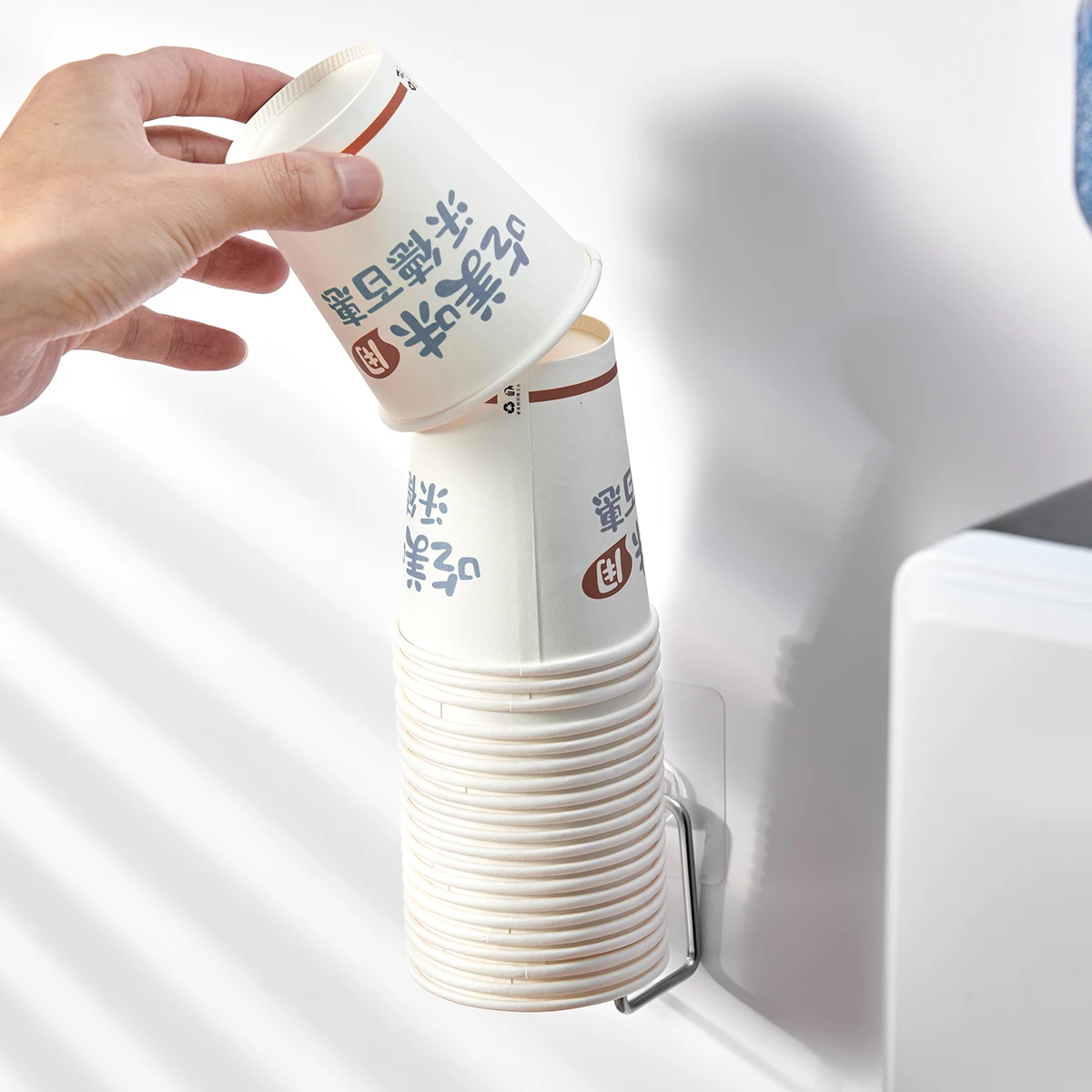 

Stainless Steel Disposable Cup Holder For Water Dispenser Wall Mounted Punch Free Paper Cup Storage Rack Kitchen Organizer