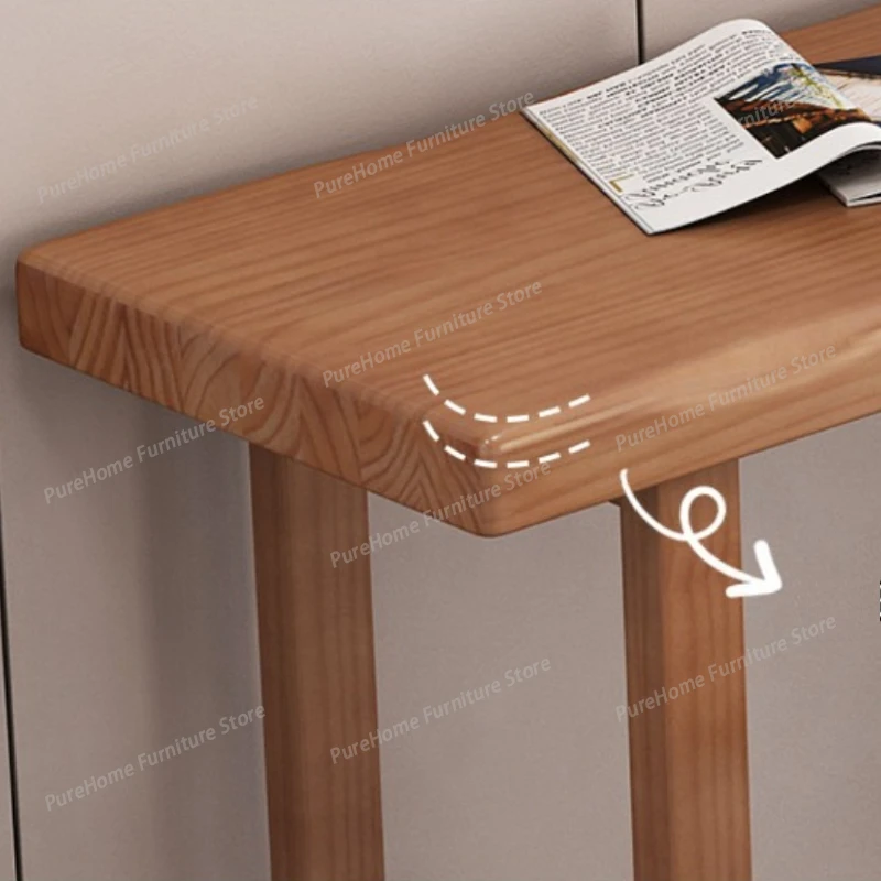 

Modern Minimalist Solid Wood High-Leg Bar Table - Wall-Mounted Long Table for Indoor & Commercial Use Bar Furniture