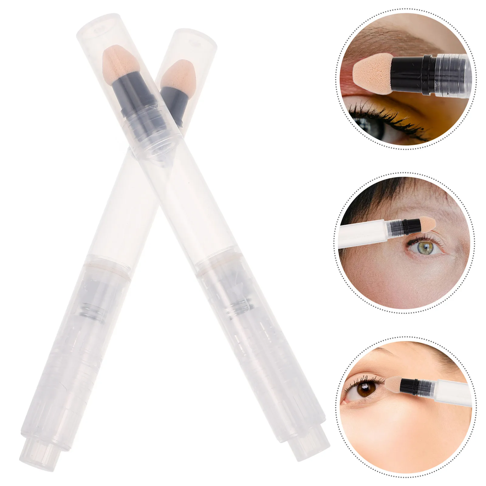 

2Pcs Travel-Friendly Press-Type Sponge Tip Pen Refillable for Liquid Foundation Cream Concealer Blush Portable