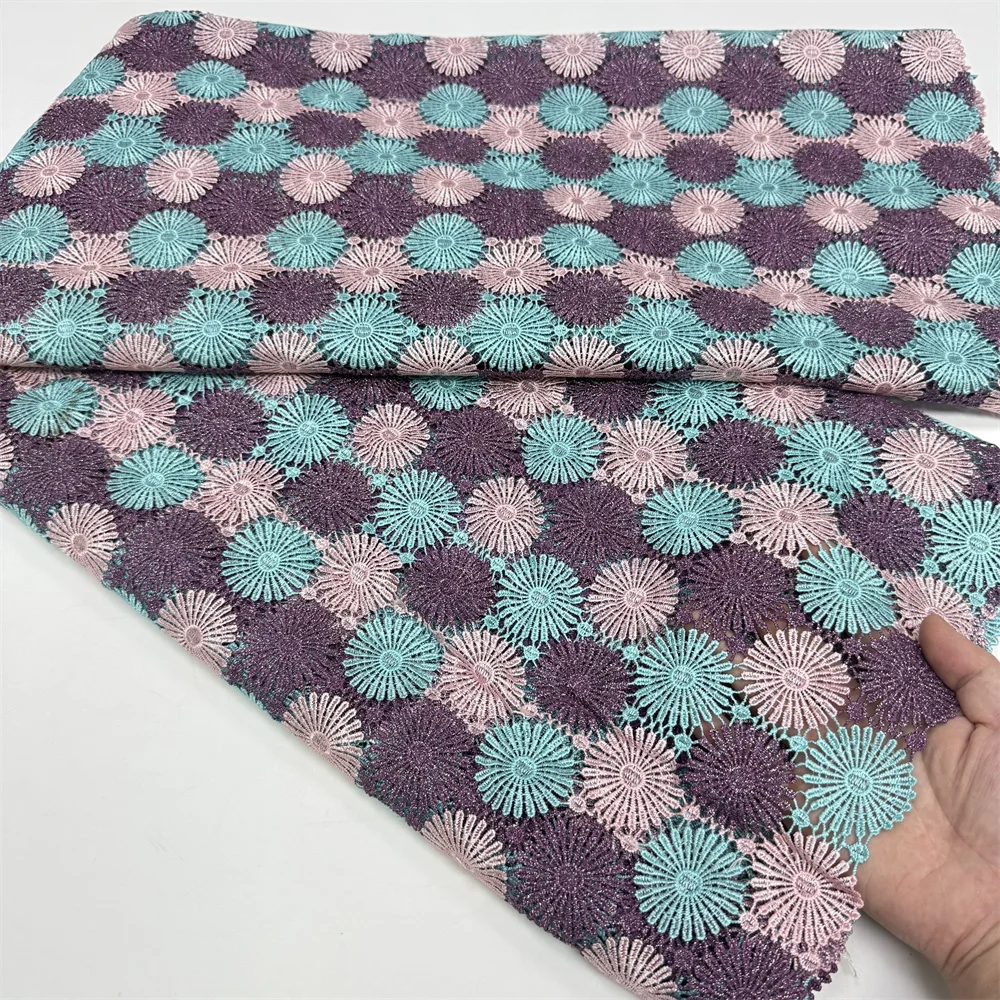 African Milk Silk Cord Lace Fabric, Water Soluble, Nigerian Guipure Cord Lace for Sewing, High Quality, LY6808, 2025